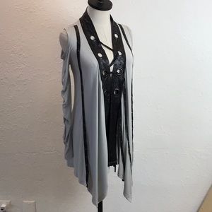 Leather o-ring band open cardigan